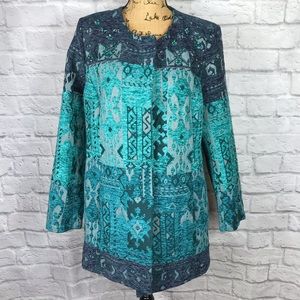 SUSAN GRAVER Embellished Blues & Teals Coat